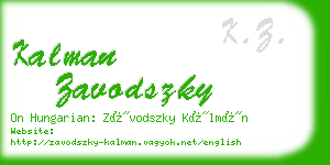 kalman zavodszky business card